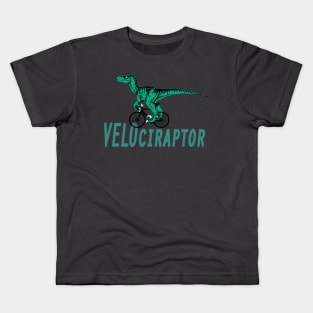 Velociraptor - The Cycling Dinosaur. Kids T-Shirt